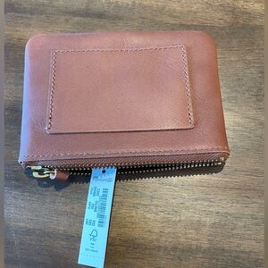 NWT Madewell Small Leather Pouch with Zip Closure